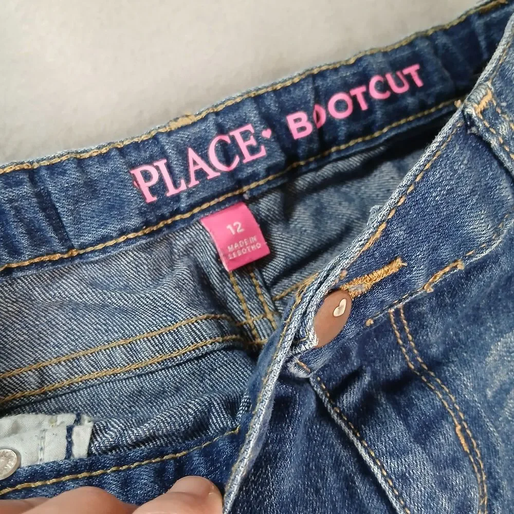 The Children's Place Bootcut Jeans Denim Pants Adjustable Waist Youth Girls 12
